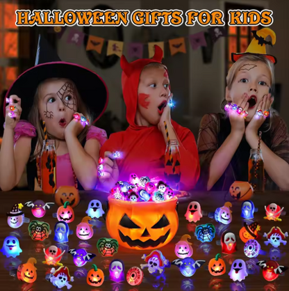🎃 Halloween LED Light Up Rings – 50pcs Tricker Treater Gifts
